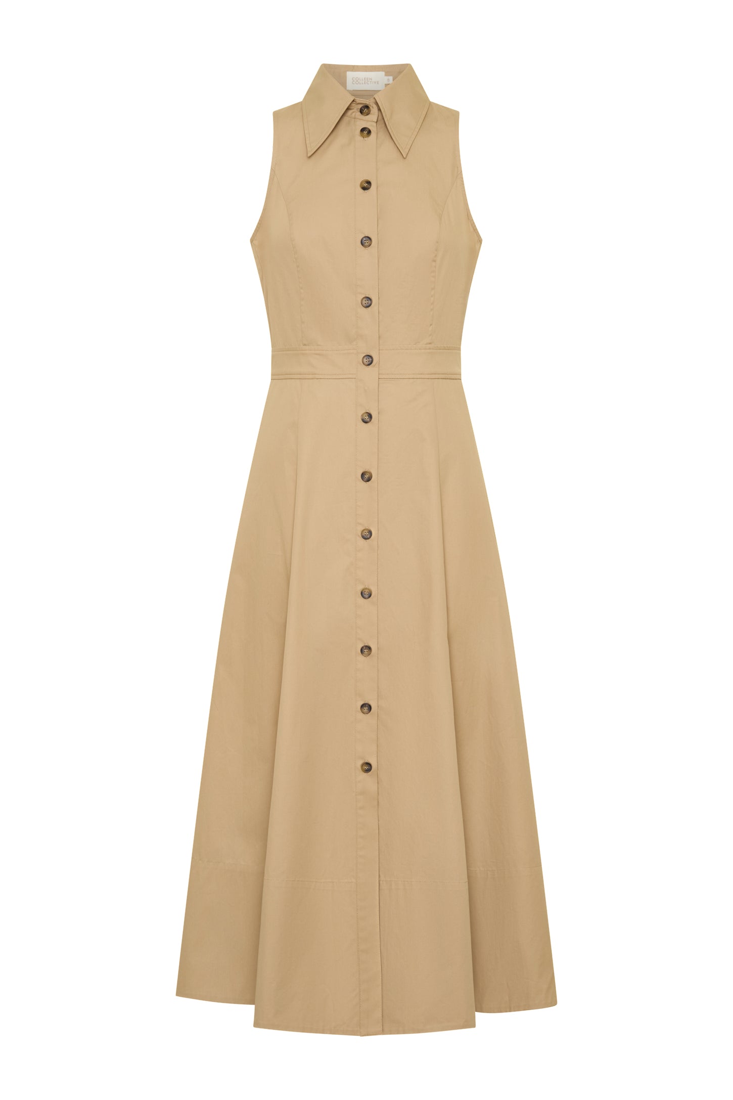 Vivienne Caramel Twill Cotton Midi Dress