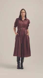 Faye Midi Shirt Dress - Raisin