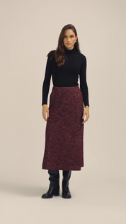 Cleo Midi Wool Skirt Burgundy Marle