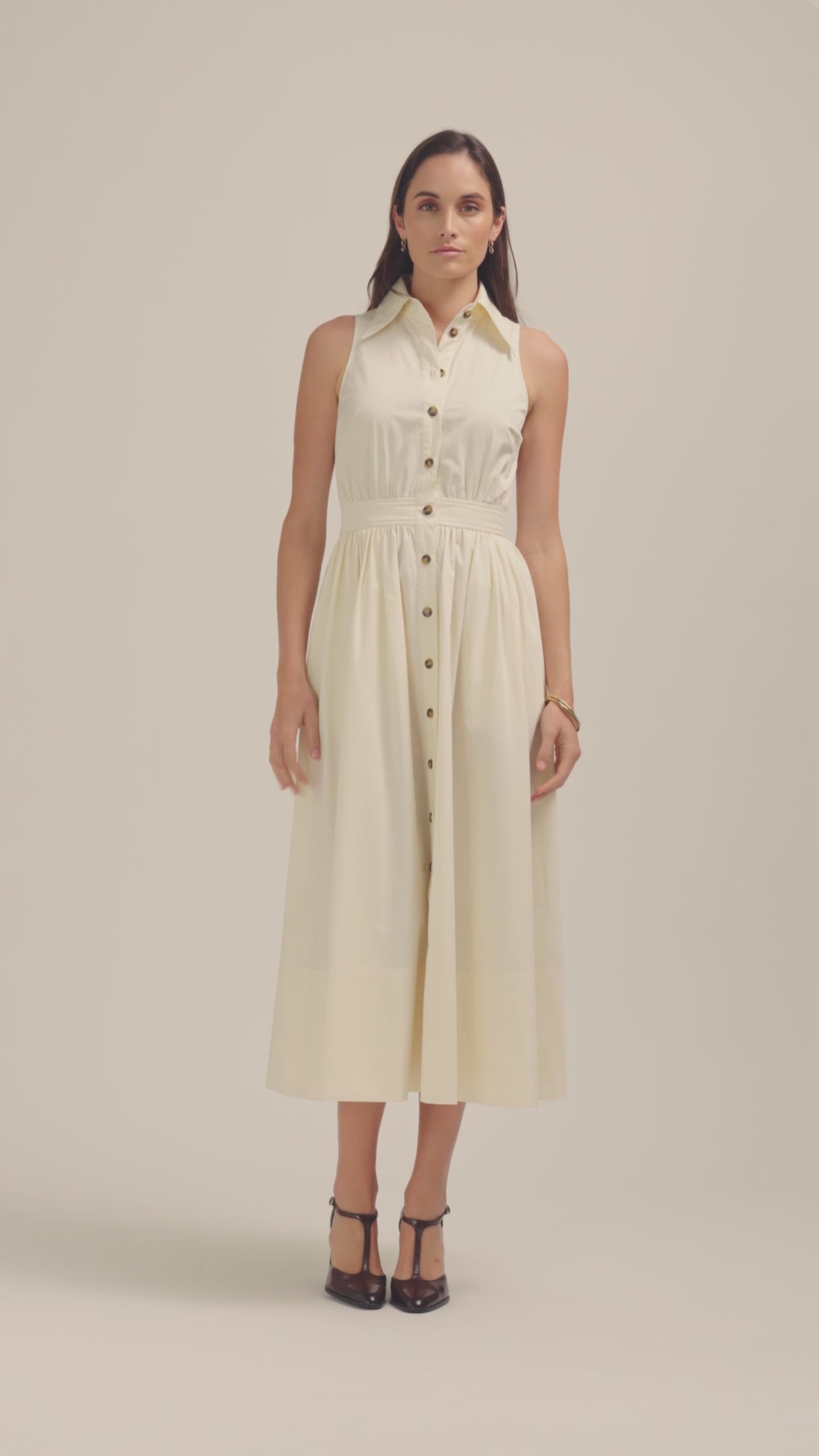 Lillian Midi Shirt Dress - Cream
