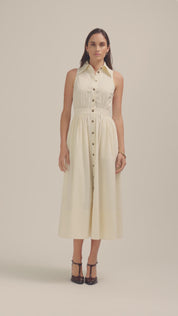 Lillian Midi Shirt Dress - Cream