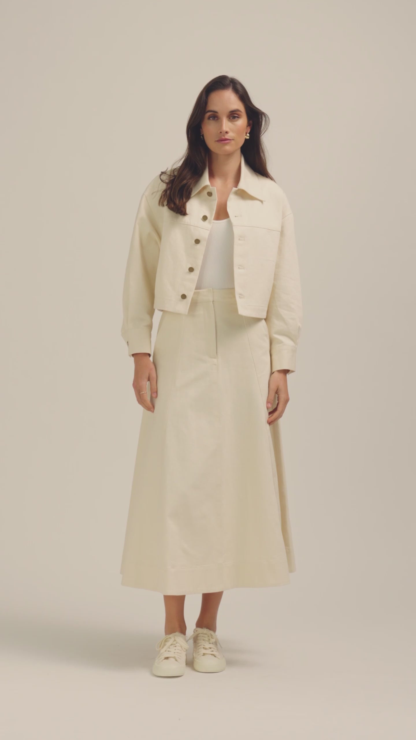 Florence Midi Skirt - Cream