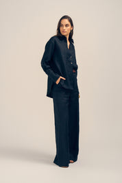 Serene Linen Shirt- Black