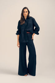 Serene Linen Shirt- Black