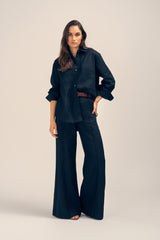 Serene Linen Shirt- Black